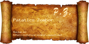 Patatics Zombor névjegykártya